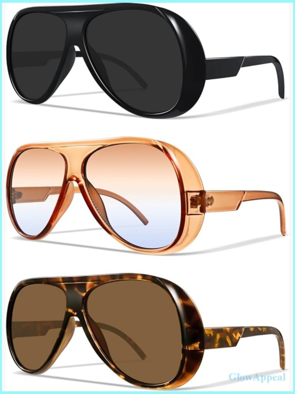 Retro Oversized Square Aviator Sunglasses UV400 Protection Driving Outdoor